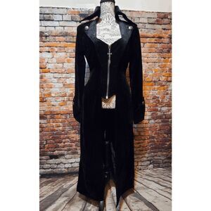 Goth emo widow black velvet vampire jacket/coat - Size XS, S, M